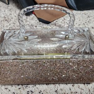 Rare Vintage Nelson Originals of Miami Lucite Confetti Glitter Purse
